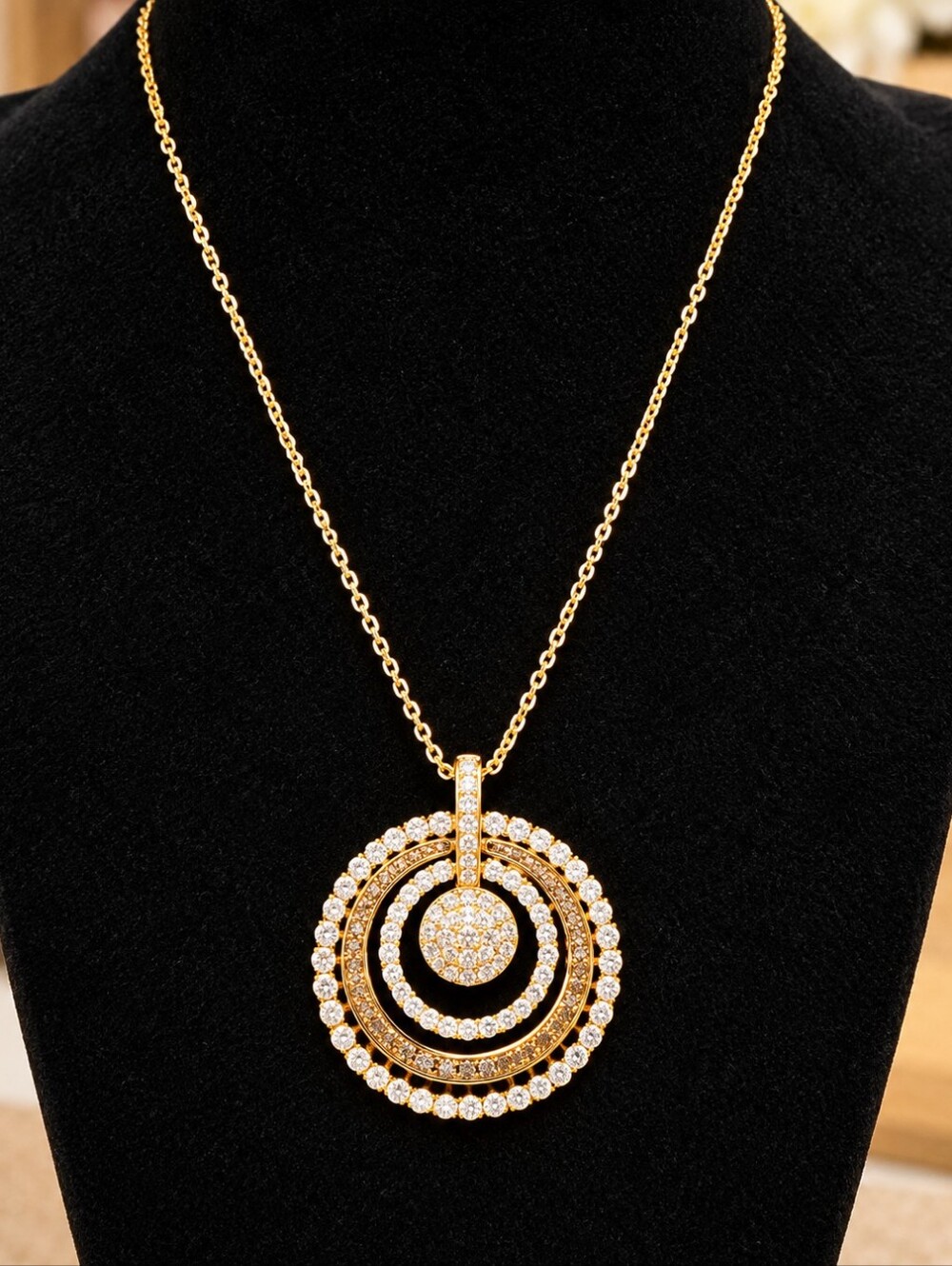 22kgp Dubai Gold-Tone Concentric Circle Pendant Necklace